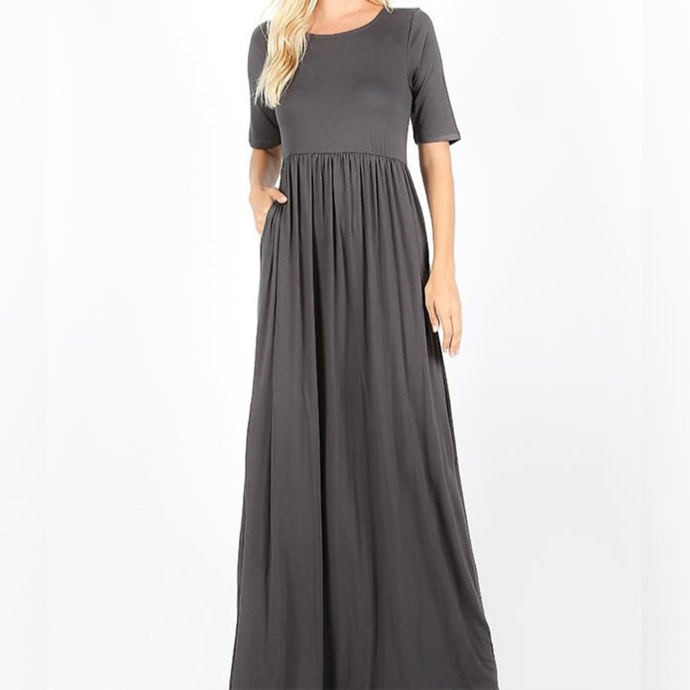 Gray Half Sleeve Maxi dress